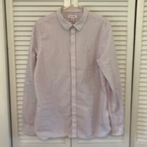 Calvin Klein White And Purple Extra Fine Cotton Button Down Shirt Slim Large